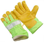 9-GHV64BT. Grain pigskind leather palm,3M fluorescent tape. S-XXL. PRICE PER DOZEN.